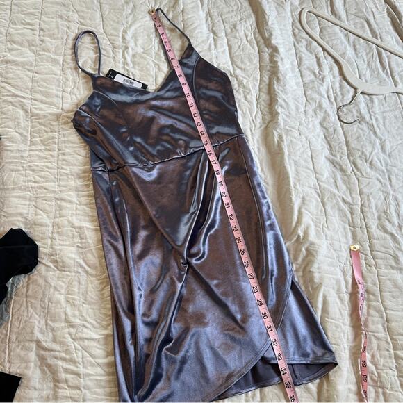 Lulus Forever Your Girl Slate Blue Satin Bodycon Dress NEW - Picture 9 of 11